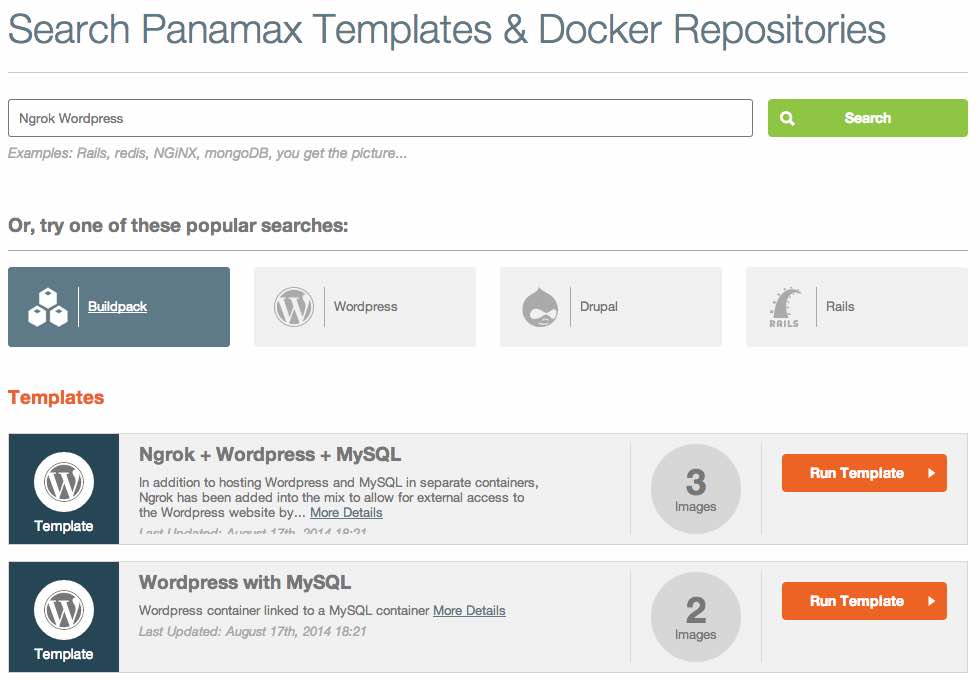 Panamax - Searching for Wordpress
