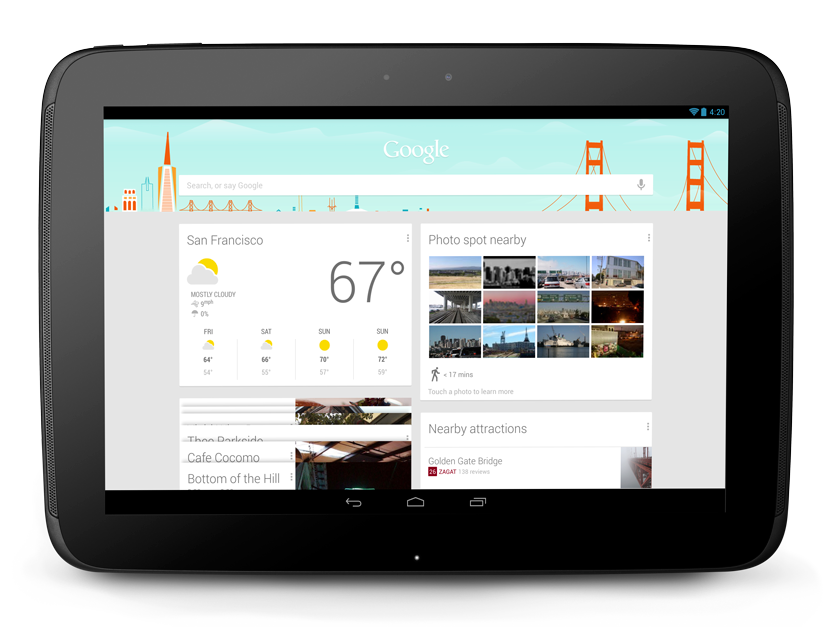 Google Now on a Nexus 10 - Photo by Google