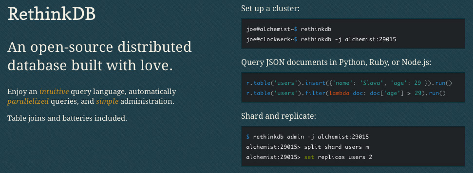 RethinkDB Home Page